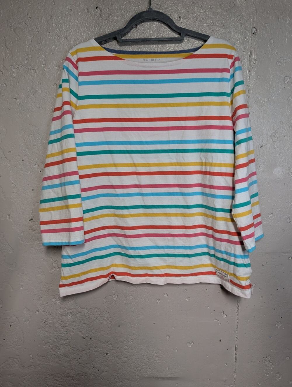 Talbots Authentic Rainbow Stripe Cotton Top XL 100% Cotton